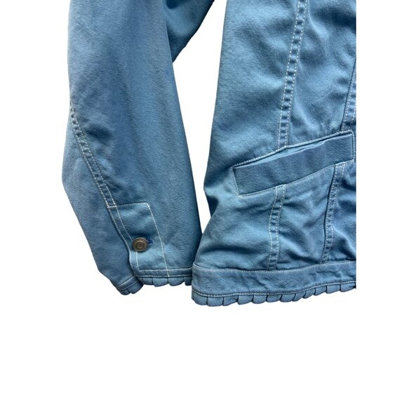 Peck & Peck Weekend Blue Trucker Style Jacket with Ruffle Trim - Picture 3 of 11